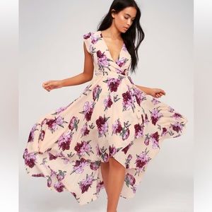 NWOT Lulus French Countryside Blush Floral Print High-Low Dress